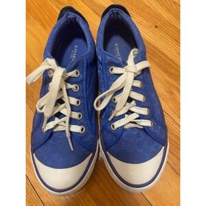 Coach Barrett Sneakers Size 8.5 Blue Canvas Signature C Print Y2K GUC